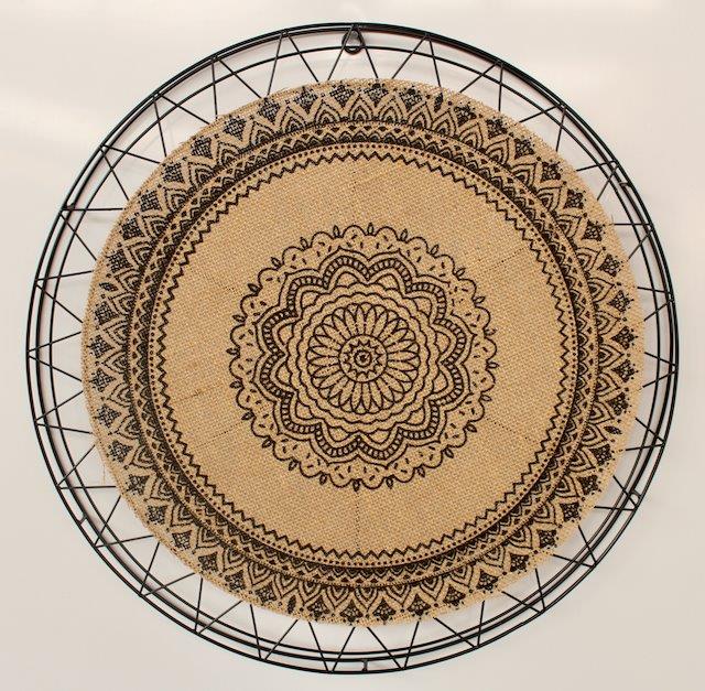 Large Hessian & Metal Wall Hanging
